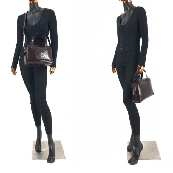 GUCCI Vintage 2 Way Top Handle Patent Leather Shoulder Bag Tom Ford Era 1990s - Picture 11 of 15